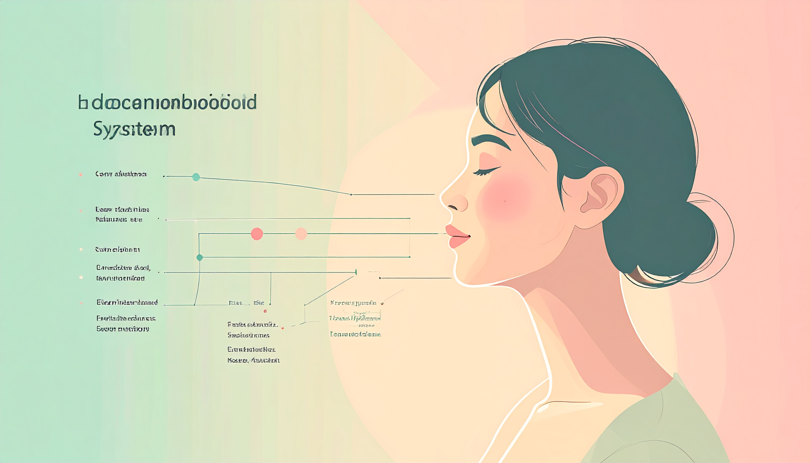endocannabinoid system simple diagram overlay on a peaceful human silhouette educati - Steve's Goods CBD