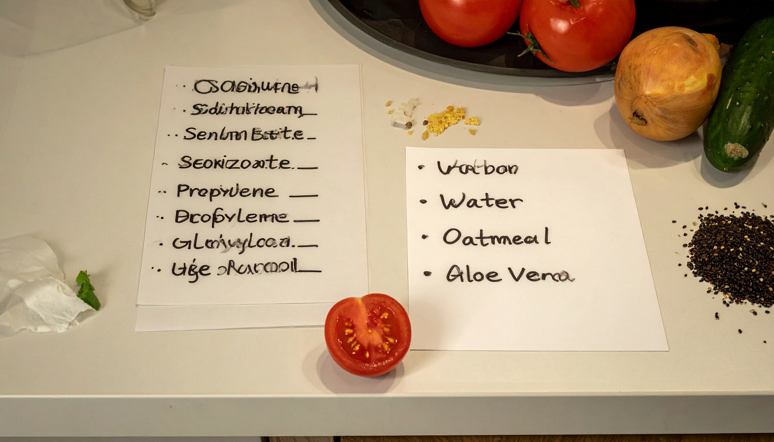 two ingredient lists side by side one full of chemicals one clean and simple read - Steve's Goods CBD