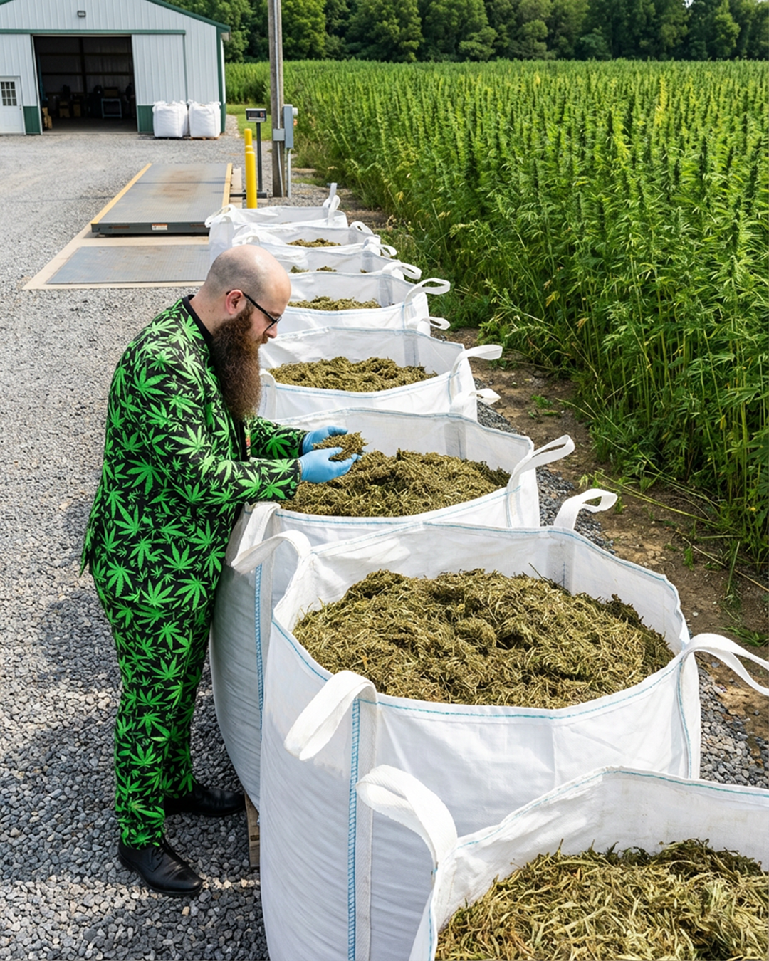 uality control inspection of organic hemp flower at Steve's Goods facility